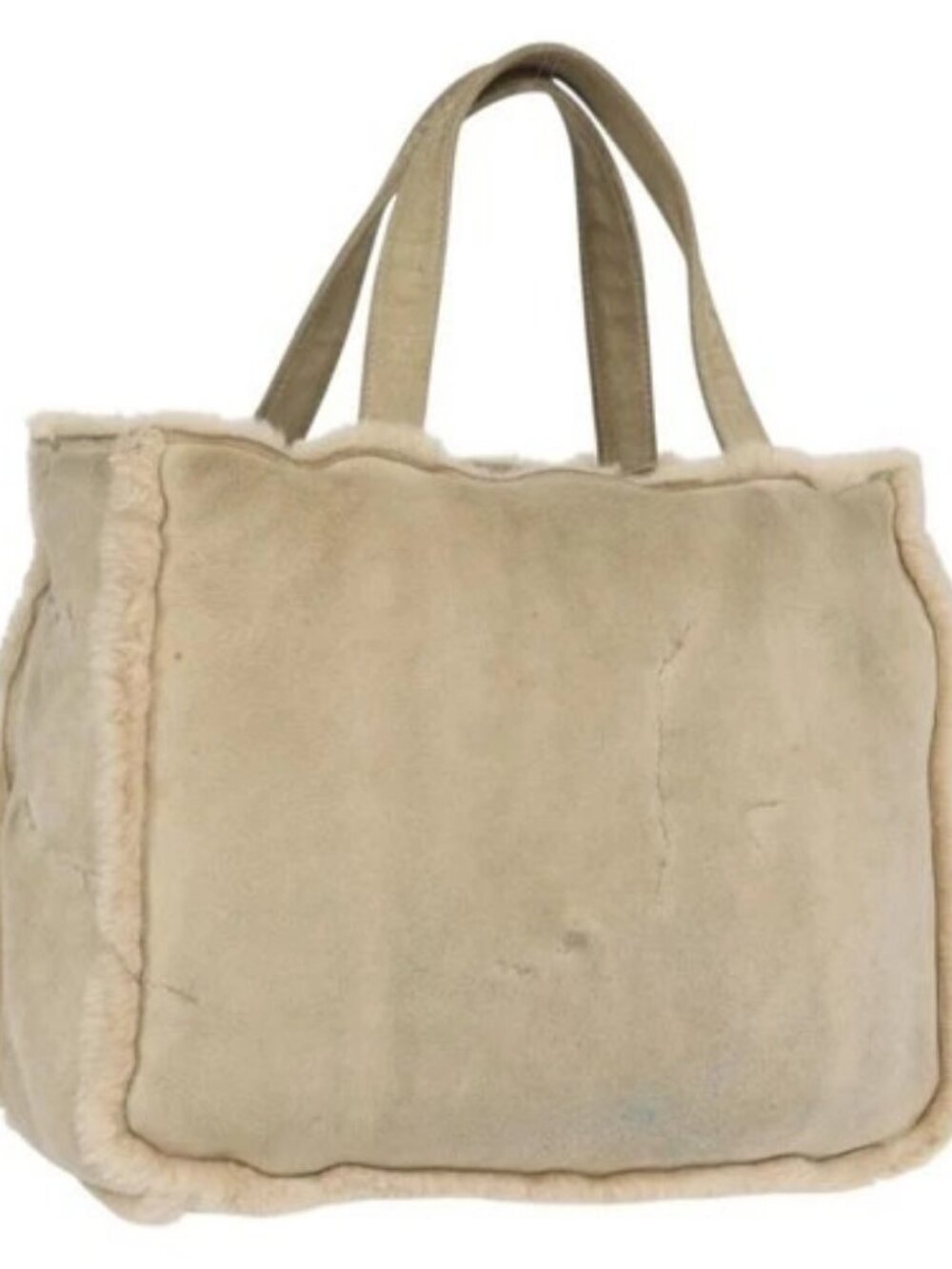 CHANEL Tote Bag Mouton Beige CC Auth 154266